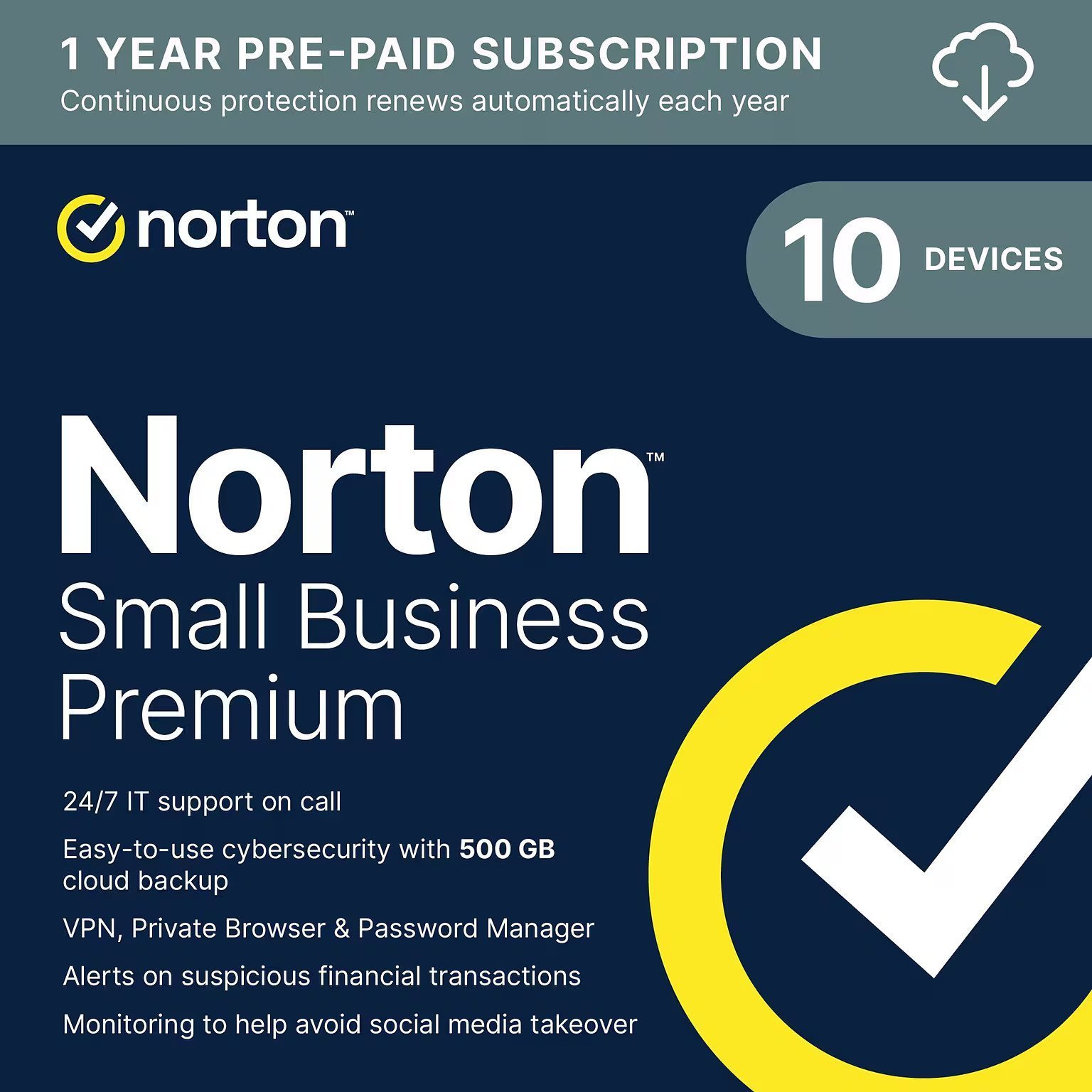 Norton Small Business Premium 2025, Business-Grade Cyber-security with Antivirus for 10 Devices, 1 Year Subscription