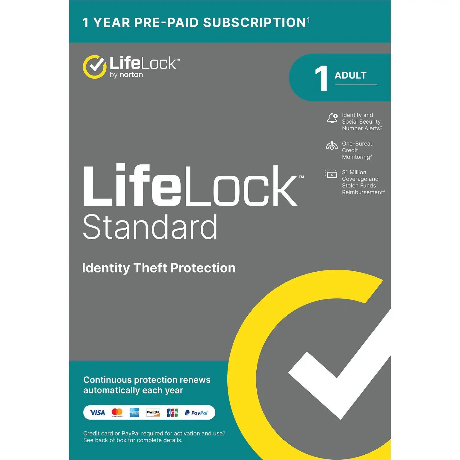 Norton Life-Lock Standard for 1 Adult, [ 1 Adult ]