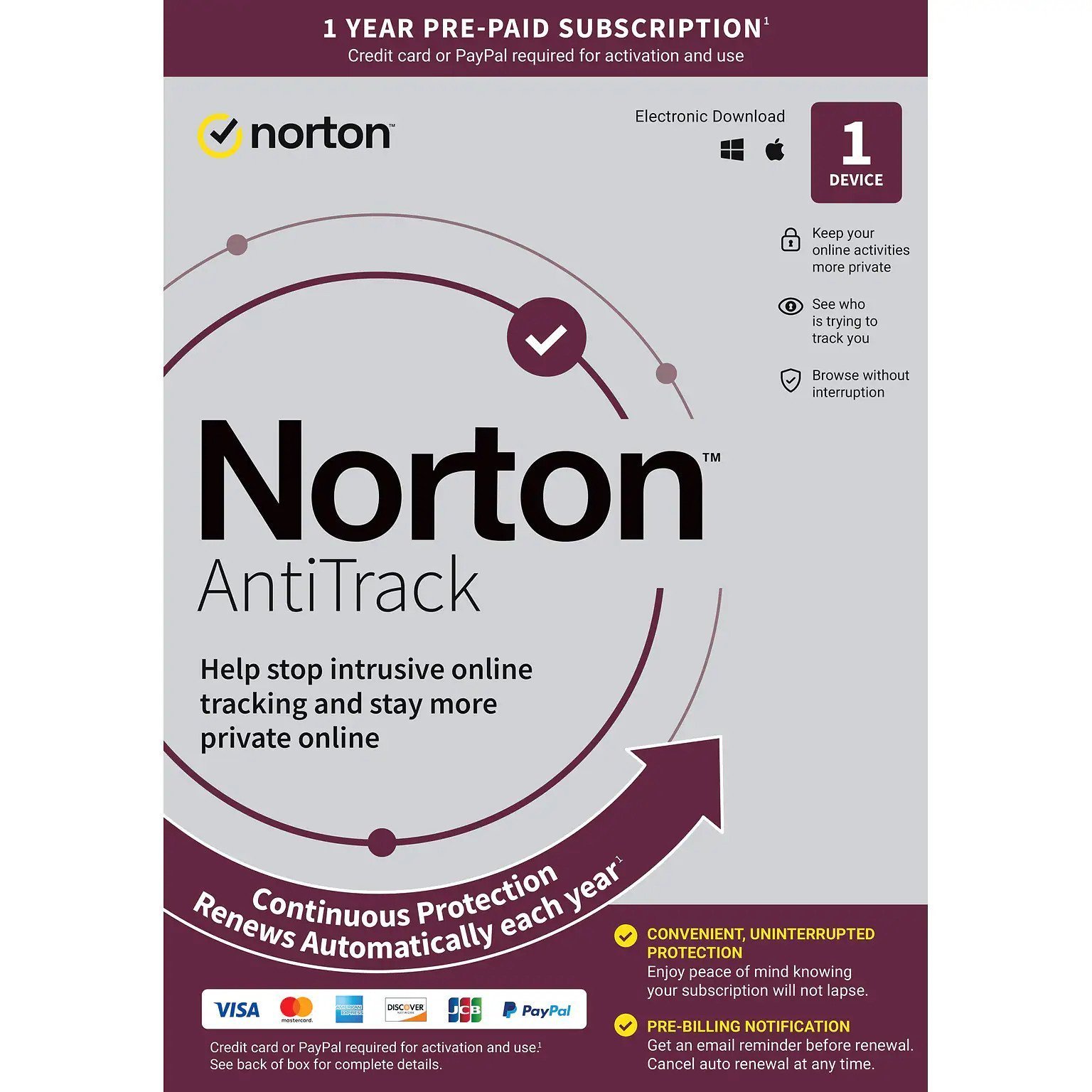 Norton AntiTrack for 1 PC, Windows,