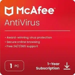 McAfee Anti-Virus Protection 2023 | 1 PC | 1 Year Subscription