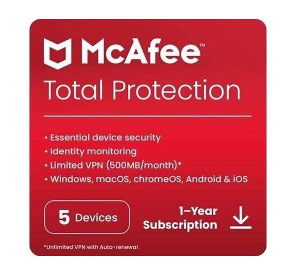 OPAC McAfee Total Protection 5-Device: 2-Year Subscription