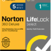 Norton 360 Deluxe with LifeLock Select for 5 Devices