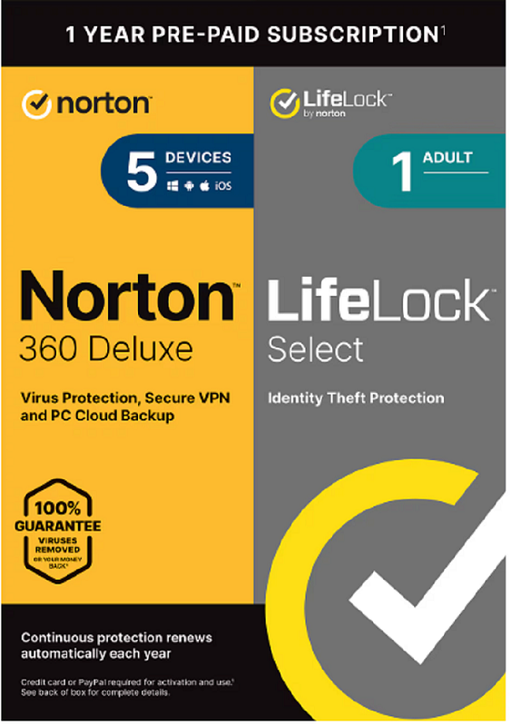 Norton 360 Deluxe with LifeLock Select for 5 Devices