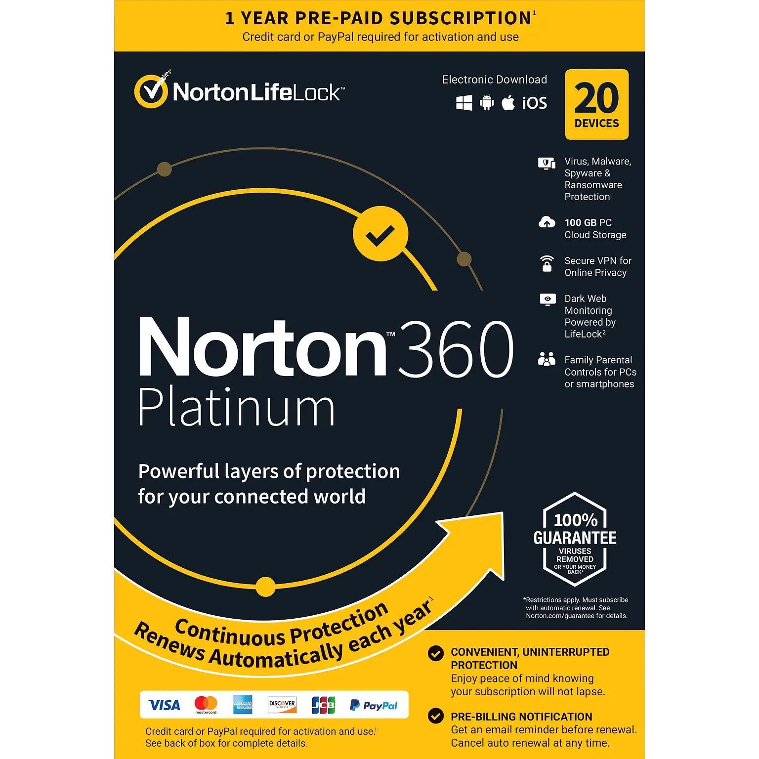 Norton 360 Platinum for 20 Devices & 1 Year,